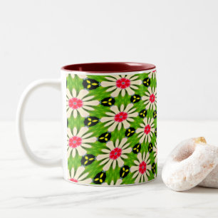 Muster Rosa und Weiße Blume Zweifarbige Tasse