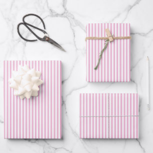 Muster Rosa und Weiße Streifen Geschenkpapier Set