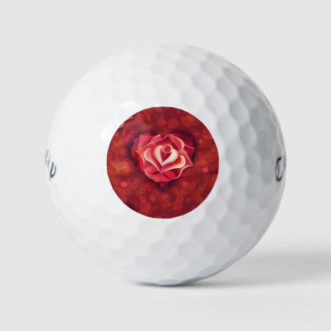 Muster Rose in Herzform, Blume der Liebe Geschenk Golfball (Vorderseite)