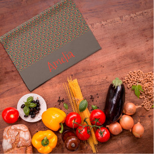 Muster Rot-Gelb-Mini-Wildblume braun Geschirrtuch