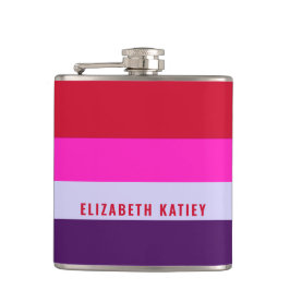 Muster Rot, Rosa und Lila Streifen Flachmann