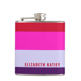 Muster Rot, Rosa und Lila Streifen Flachmann