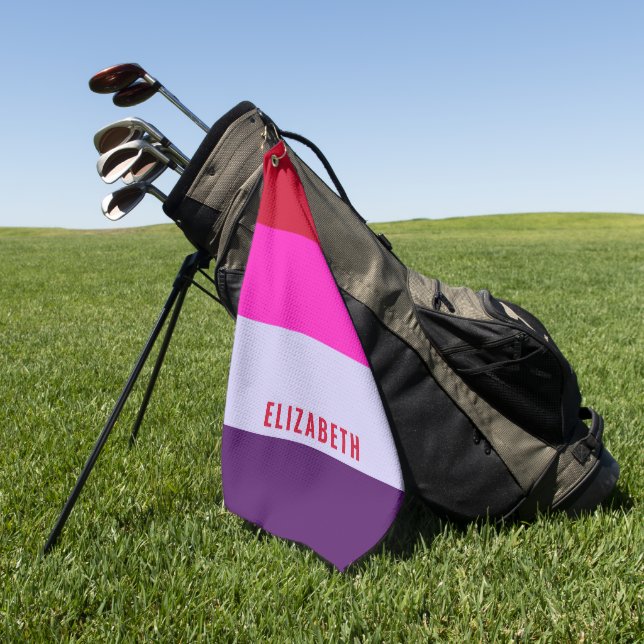 Muster Rot, Rosa und Lila Streifen Golfhandtuch (Gras)