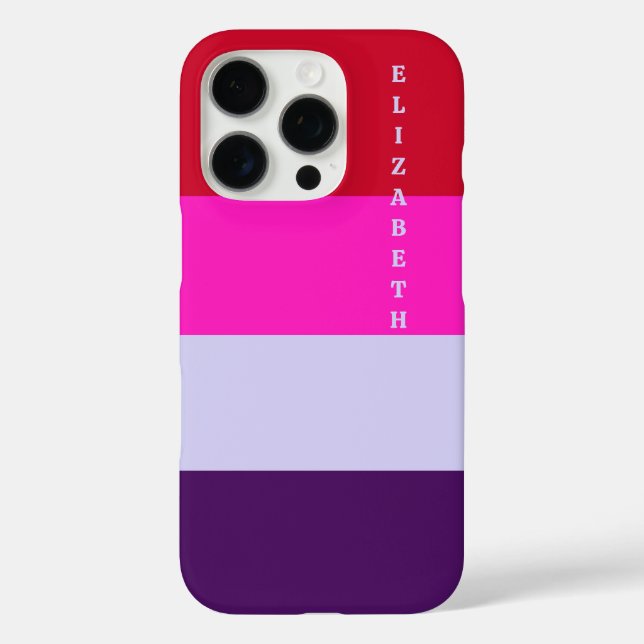 Muster Rot, Rosa und Lila Streifen iPhone 16 Pro Hülle (Rückseite)