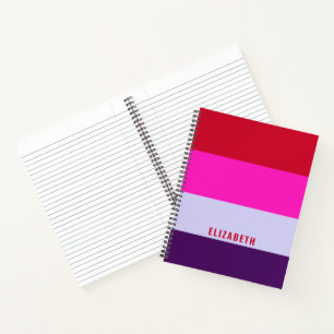 Muster Rot, Rosa und Lila Streifen Notizbuch