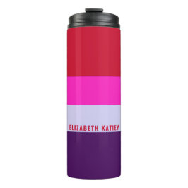 Muster Rot, Rosa und Lila Streifen Thermosbecher
