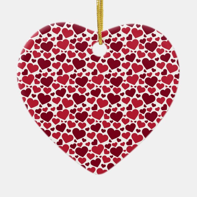 Muster/rote Herzen Keramik Ornament (Vorne)