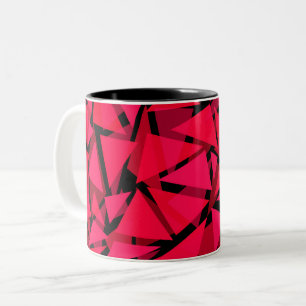 Muster scharlachrot hellrot ,geometrisch ,abstrakt zweifarbige tasse