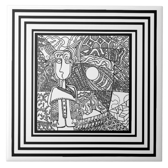 Muster schwarz-weiß fliese (Vorderseite)