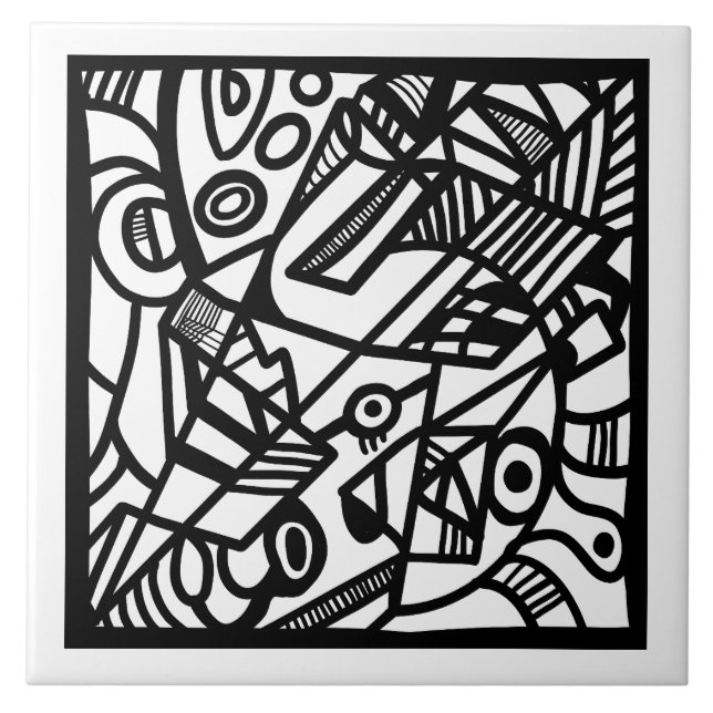 Muster schwarz-weiß fliese (Vorderseite)
