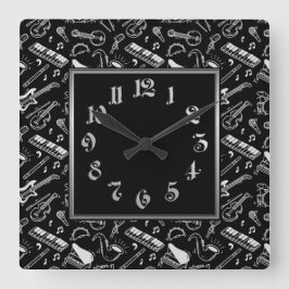 Muster Schwarz/Weiß Quadratische Wanduhr