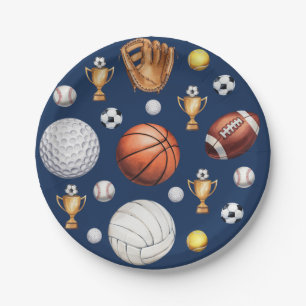 Muster Sport Thema Fußball Tennis Baseball Pappteller