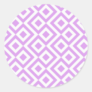 Muster-Sticker für Lavendel und White Meander Runder Aufkleber