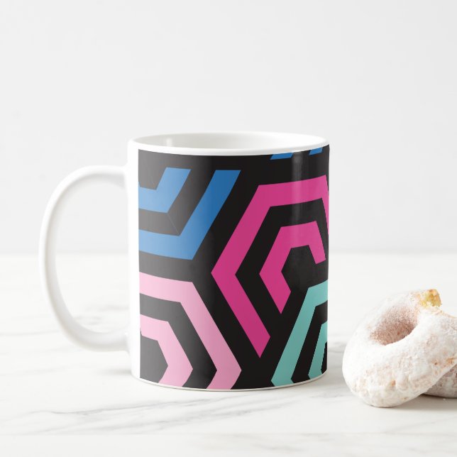 Muster Stilvoll modern - Mode geometrisch farbig Kaffeetasse (Mit Donut)