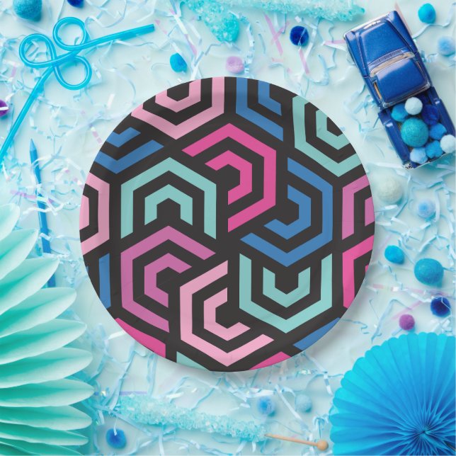 Muster Stilvoll modern - Mode geometrisch farbig Pappteller (Party)