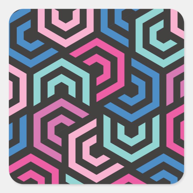 Muster Stilvoll modern - Mode geometrisch farbig Quadratischer Aufkleber (Vorderseite)