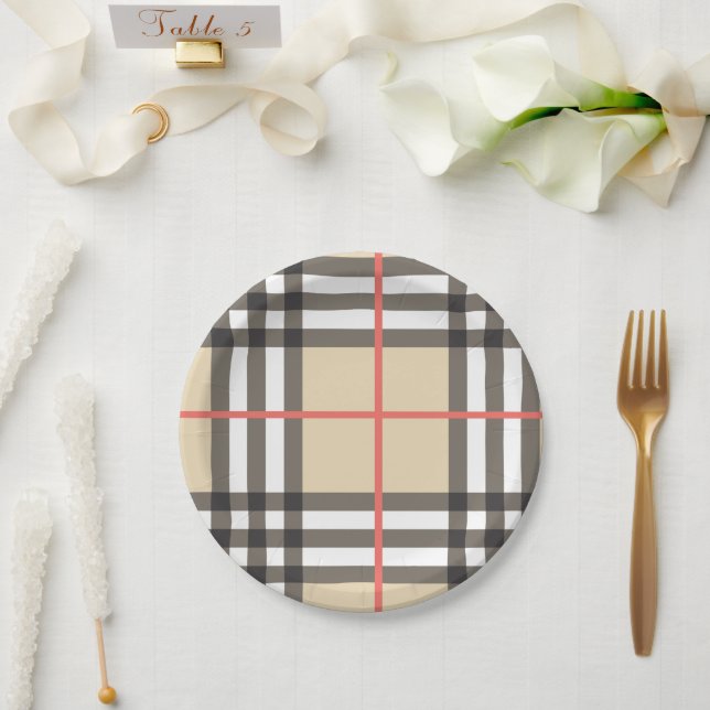 Muster Stilvolle Schottische Geometrische Mode Pappteller (Hochzeit)