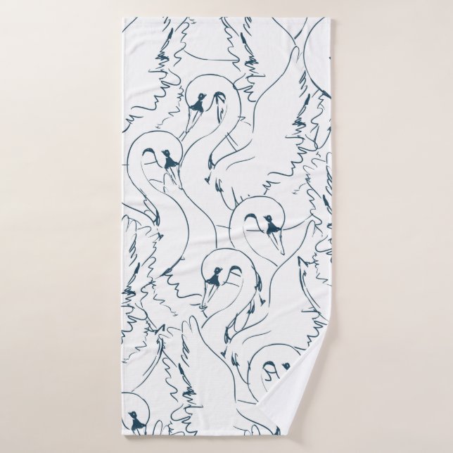 Muster Swan Muster Seamless, Muster, abstrakt, Rüc Badehandtuch (Badehandtuch)