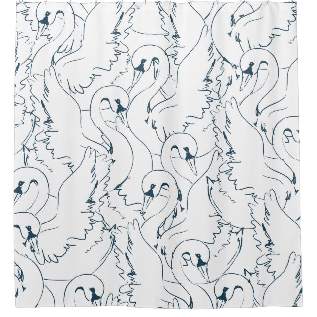 Muster Swan Muster Seamless, Muster, abstrakt, Rüc Duschvorhang (Vorderseite)
