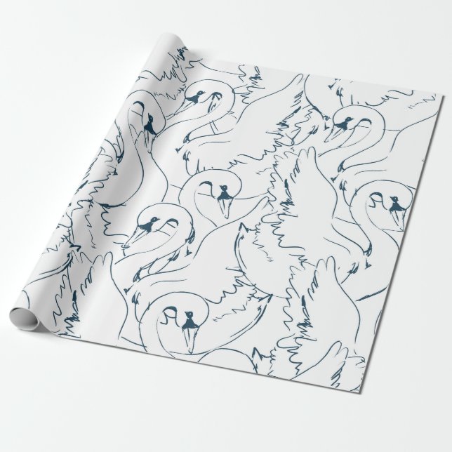 Muster Swan Muster Seamless, Muster, abstrakt, Rüc Geschenkpapier (Ungerollt)