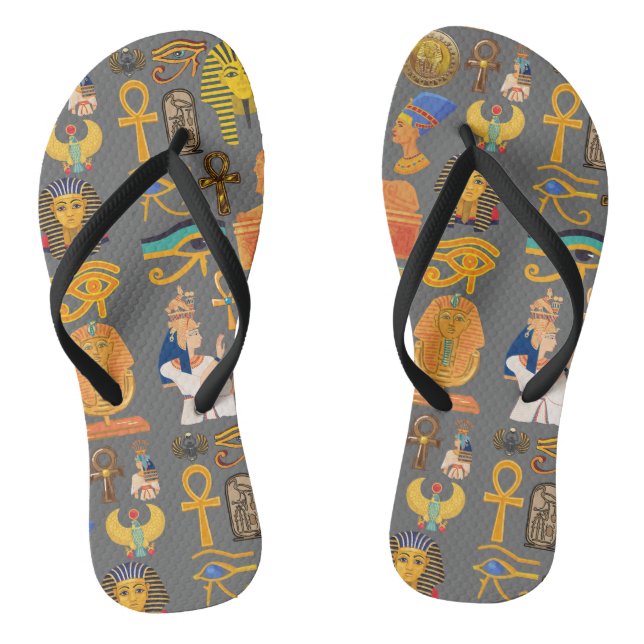 Muster Symbol antiker ägyptischer Hieroglyphus Flip Flops (Fußbett)