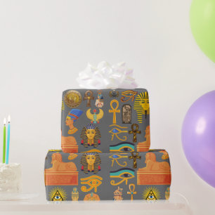 Muster Symbol antiker ägyptischer Hieroglyphus Geschenkpapier