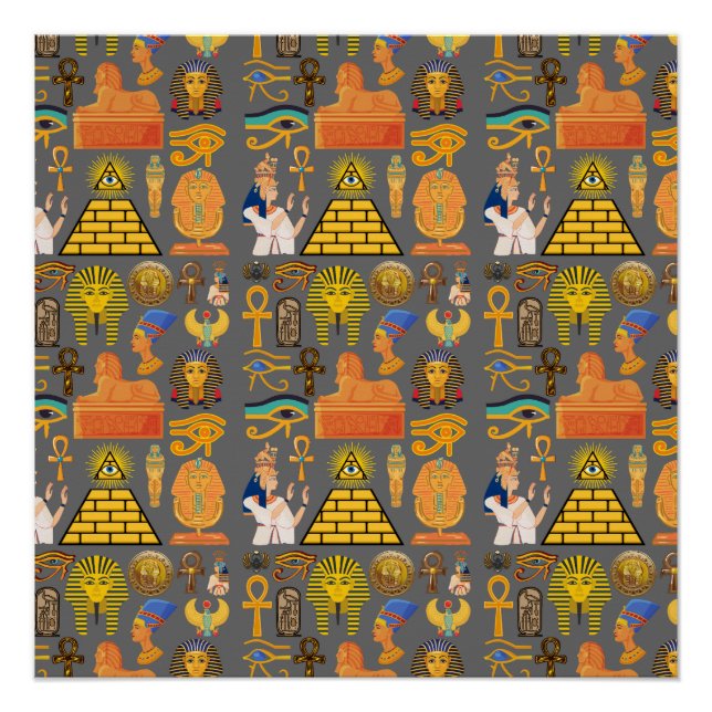 Muster Symbol antiker ägyptischer Hieroglyphus Poster (Vorderseite)