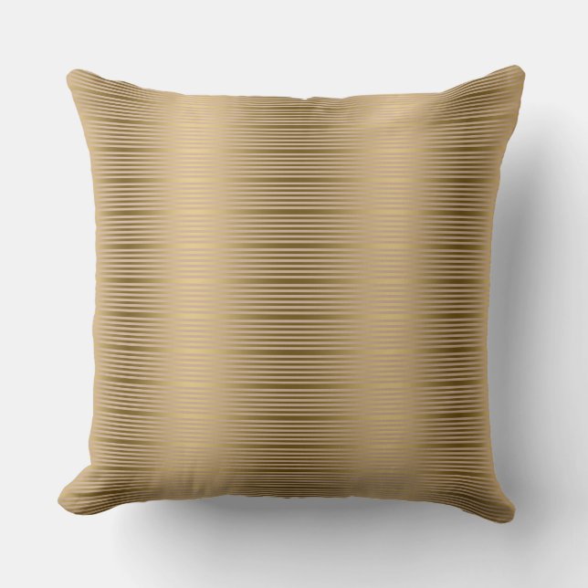 Muster Tan und Gold Streifen Kissen (Vorderseite)