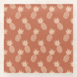 Muster Terracotta & Peach Tropical Pineapse Glasuntersetzer
