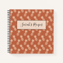 Muster Terracotta & Peach Tropical Pineapse Notizbuch