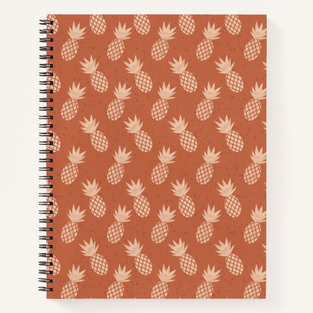 Muster Terracotta & Peach Tropical Pineapse Notizbuch (Vorderseite)