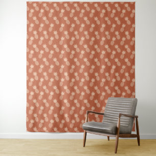 Muster Terracotta & Peach Tropical Pineapse Wandteppich