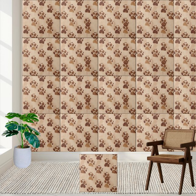 Muster-Tile mit braunem Paw Fliese (Brown Paw Print Pattern Tile)