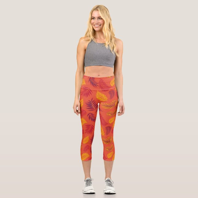 Muster tropischer Blätter 18 Capri Leggings (Vorderseite)