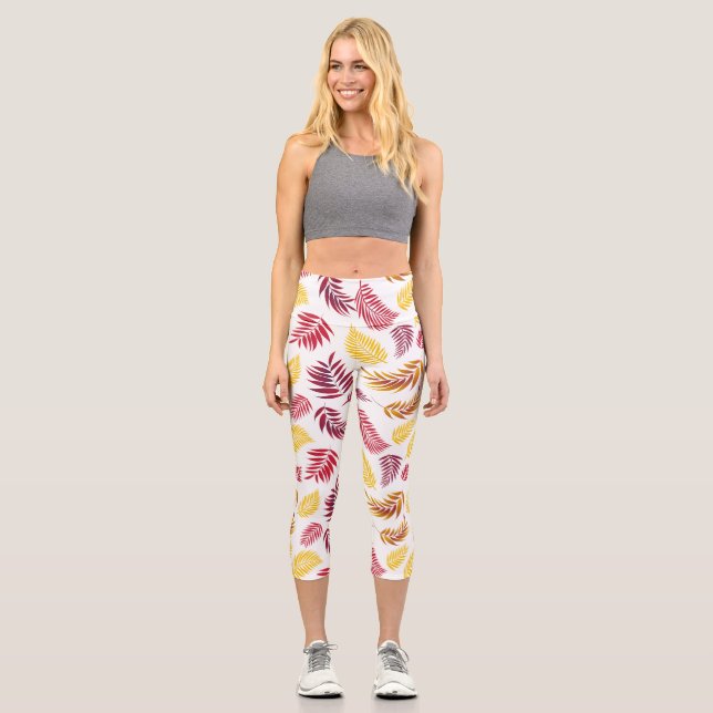 Muster tropischer Blätter 20 Capri Leggings (Vorderseite)
