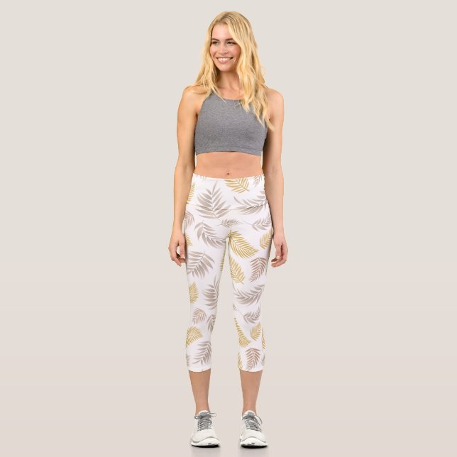 Muster tropischer Blätter 7 Capri Leggings (Vorderseite)