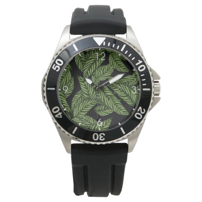 Muster tropischer Blätter Armbanduhr (Vorderseite)