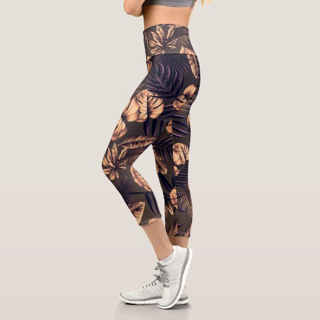 Muster tropischer Blätter Capri Leggings (Links)