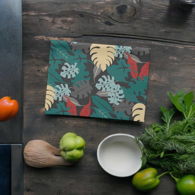 Muster tropischer Blätter Geschirrtuch (Kitchen Towel)