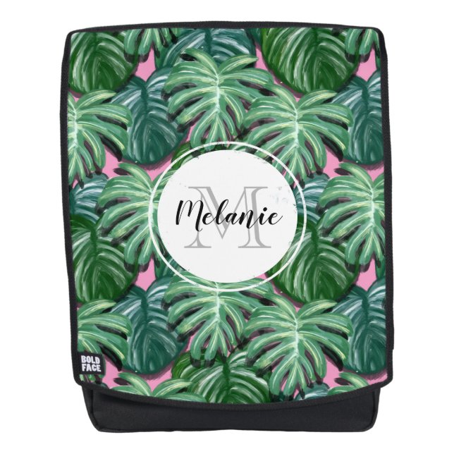 Muster tropischer Blätter - Grüne Folien Rucksack (Vorderseite)