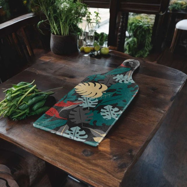 Muster tropischer Blätter Schneidebrett (chopping board)