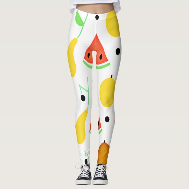 Muster tropischer Früchte Leggings (Vorderseite)