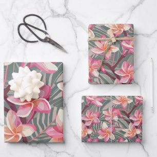 Muster tropischer Pflanze und Blume Geschenkpapier Set