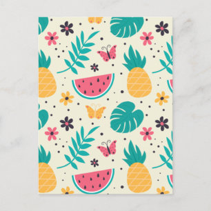 Muster Tropisches Fruchtwasser Ananas Postkarte