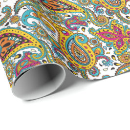 Muster-Türkis-Orange Manarani Königin-Paisley Geschenkpapier