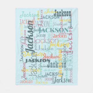 Muster-Typografie für Babynamen neutrales Blau Fleecedecke