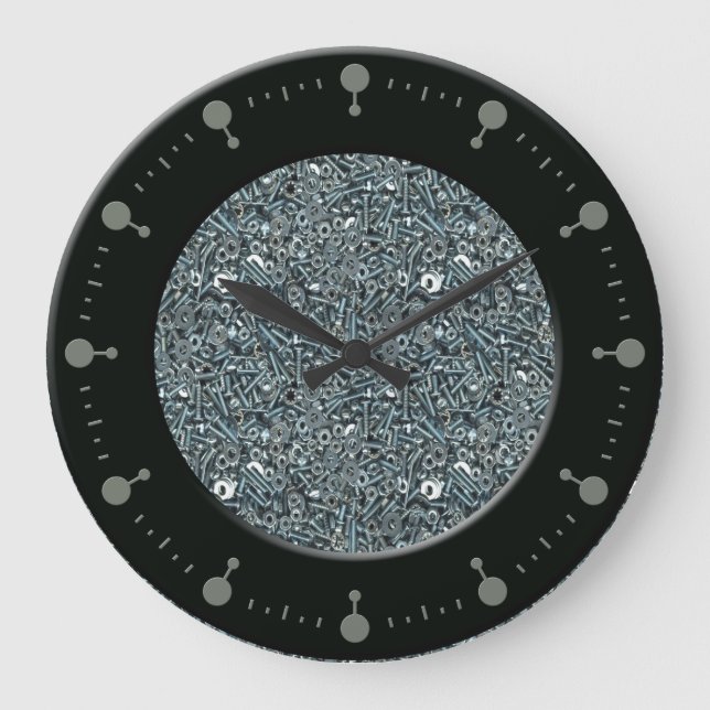Muster-Uhr für Nüsse und Bolzen Große Wanduhr (Vorderseite)