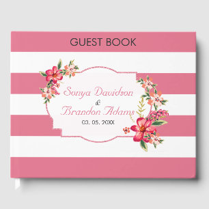 Muster und Blume aus weißen und rosa Streifen Gästebuch