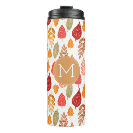 Muster und Monogramm der gestrichenen Herbstleaves Thermosbecher