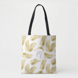Muster und Monogramm für Palm-Blätter aus Gold Tasche